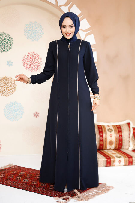 Modest Dark Navy Blue Plus Size Abaya 8148KL - NEVA STYLE