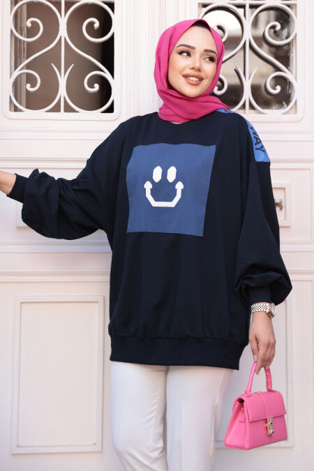 Modest Dark Navy Blue Top 20623KL - NEVA STYLE