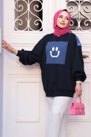 Modest Dark Navy Blue Top 20623KL - 2