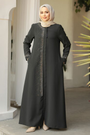 Modest Dark Petrol Green Abaya For Women 26331KPY - 2