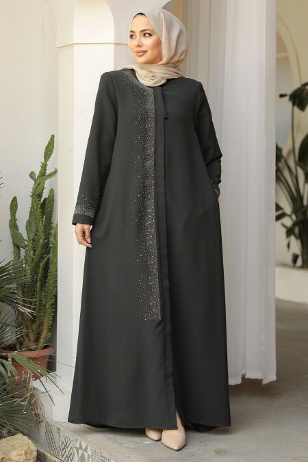 Modest Dark Petrol Green Abaya For Women 26331KPY - NEVA STYLE