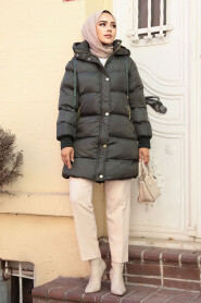 Modest Dark Petrol Green Puffer Coat 80191KPY - 1