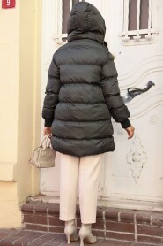 Modest Dark Petrol Green Puffer Coat 80191KPY - 4