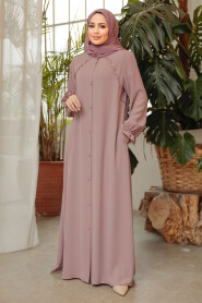 Modest Dark Powder Pink Plus Size Abaya 45275KPD - 3