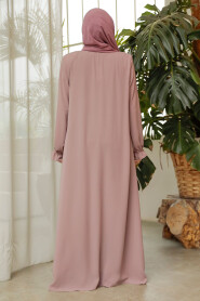 Modest Dark Powder Pink Plus Size Abaya 45275KPD - 4