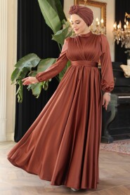 Modest Dark Sunuff Colored Evening Gown 23821KTB - 2