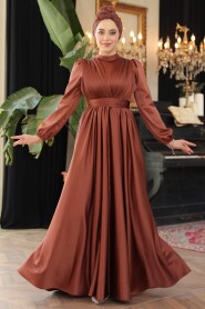 Modest Dark Sunuff Colored Evening Gown 23821KTB - 3