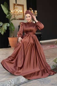Modest Dark Sunuff Colored Evening Gown 23821KTB - 5
