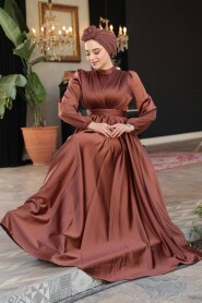 Modest Dark Sunuff Colored Evening Gown 23821KTB - 6