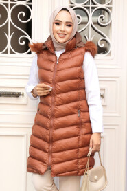 Modest Dark Sunuff Colored İnflatable Vest 80171KTB - 3