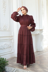 Modest Dark Terra Cotta Bridesmaid Dress 52981KKRMT - 6