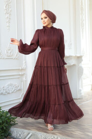 Modest Dark Terra Cotta Bridesmaid Dress 52981KKRMT - 2