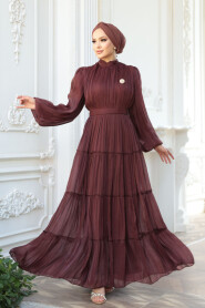 Modest Dark Terra Cotta Bridesmaid Dress 52981KKRMT - 1