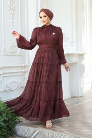 Modest Dark Terra Cotta Bridesmaid Dress 52981KKRMT - 3