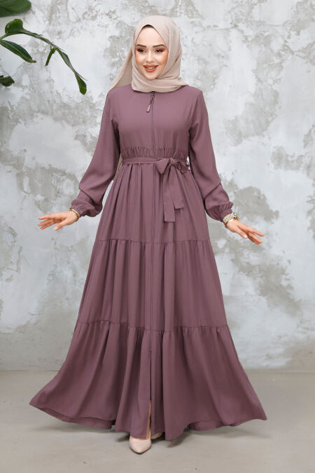 Modest Dusty Rose Abaya Dubai 80781GK - NEVA STYLE
