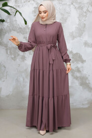 Modest Dusty Rose Abaya Dubai 80781GK - 3