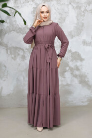 Modest Dusty Rose Abaya Dubai 80781GK - 4