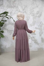 Modest Dusty Rose Abaya Dubai 80781GK - 5