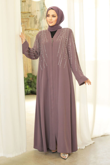 Modest Dusty Rose Abaya For Women 29111GK - NEVA STYLE