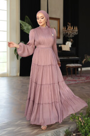 Modest Dusty Rose Bridesmaid Dress 52981GK - 3