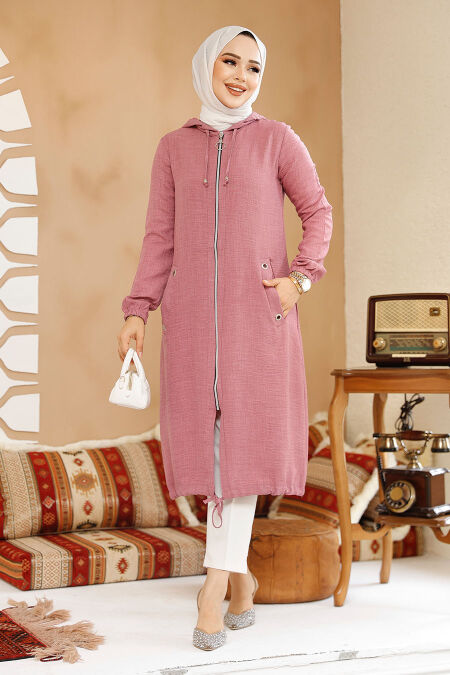 Modest Dusty Rose Coat 70792GK - NEVA STYLE