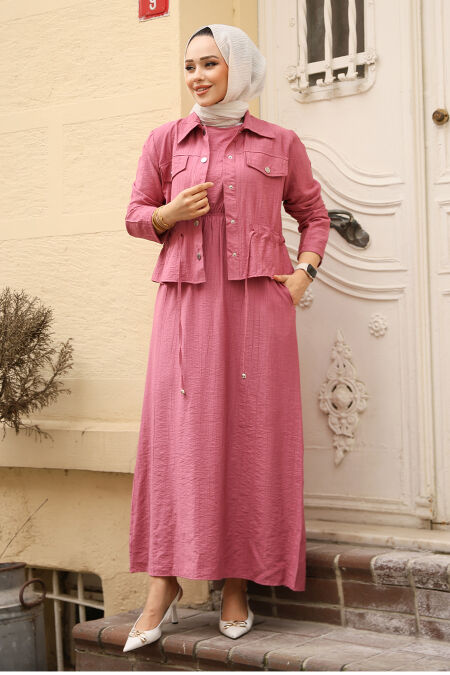 Modest Dusty Rose Dual Suit Dress 44651GK - NEVA STYLE