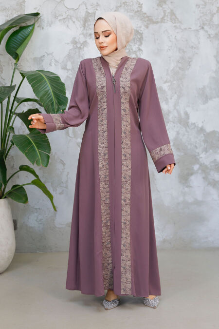 Modest Dusty Rose Dubai Abaya 29112GK - NEVA STYLE