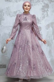 Modest Dusty Rose Elegant Evening Gown 50461GK - 3