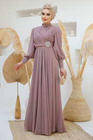 Modest Dusty Rose Engagement Dress 45221GK - 4