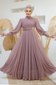 Modest Dusty Rose Engagement Dress 45221GK - 3