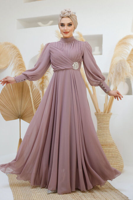 Modest Dusty Rose Engagement Dress 45221GK - NEVA STYLE
