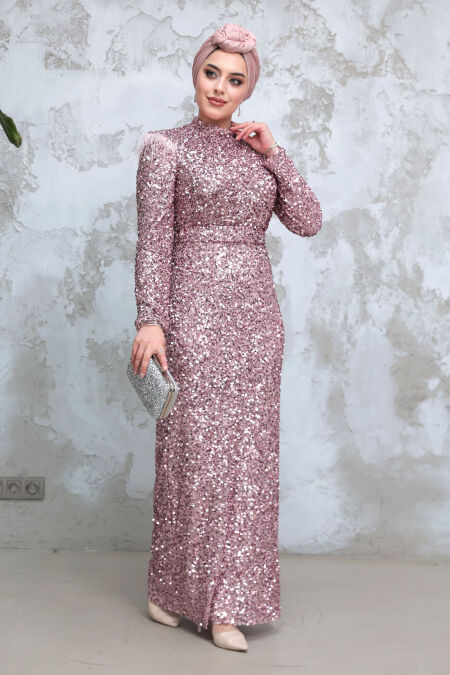 Modest Dusty Rose Engagement Gown 4762GK - NEVA STYLE