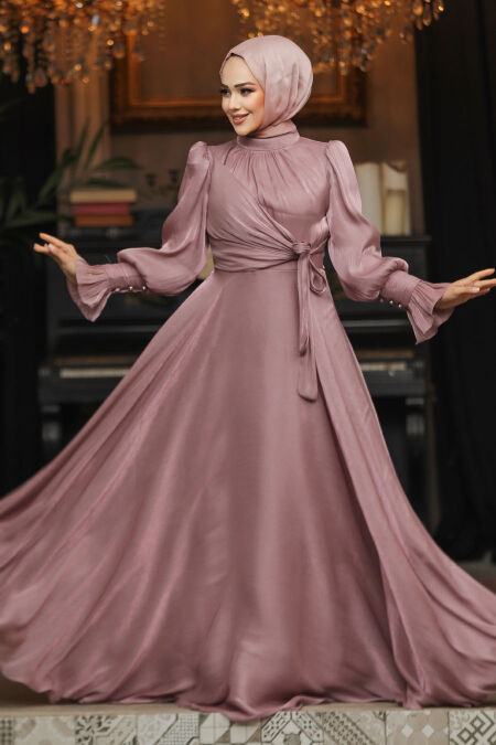 Modest Dusty Rose Evening Dress 48051GK - NEVA STYLE