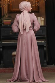 Modest Dusty Rose Evening Dress 48051GK - 4