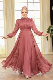 Modest Dusty Rose Evening Dress 51072GK - 3