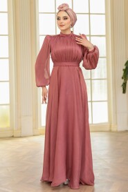 Modest Dusty Rose Evening Dress 51072GK - 2