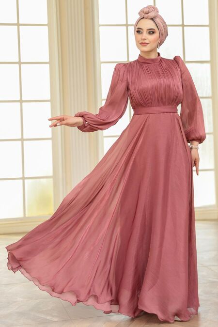 Modest Dusty Rose Evening Dress 51072GK - NEVA STYLE