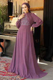 Modest Dusty Rose Evening Gown 25886GK - 2