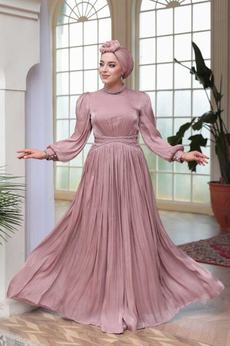 Modest Dusty Rose Evening Gown 52751GK - NEVA STYLE