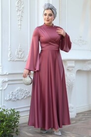 Modest Dusty Rose Evening Long Sleeve Dress 6157GK - 2