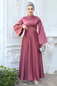 Modest Dusty Rose Evening Long Sleeve Dress 6157GK - 4
