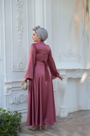 Modest Dusty Rose Evening Long Sleeve Dress 6157GK - 5