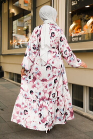 Modest Dusty Rose Floral Dress 23153GK - 3