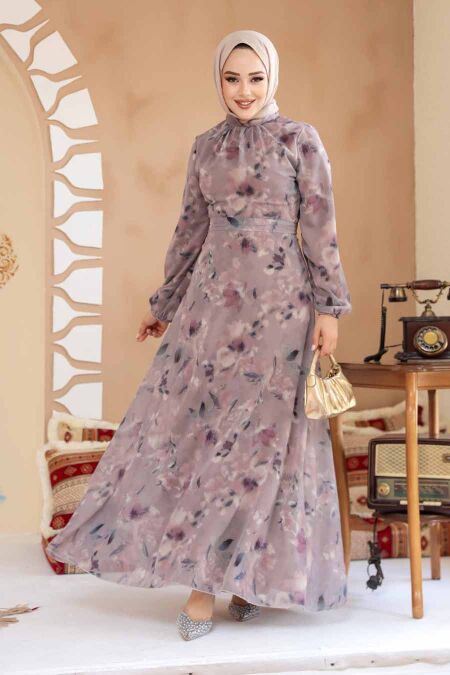 Modest Dusty Rose Floral Dress 27987GK - NEVA STYLE
