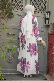 Modest Dusty Rose Floral Dress 34467GK - 3