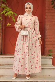 Modest Dusty Rose Floral Dress 6095GK - 2