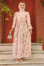 Modest Dusty Rose Floral Dress 6095GK - 1