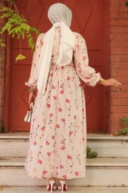 Modest Dusty Rose Floral Dress 6095GK - 3