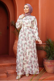 Modest Dusty Rose Floral Dresses 50357GK - 2