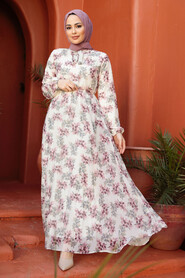 Modest Dusty Rose Floral Dresses 50357GK - 1